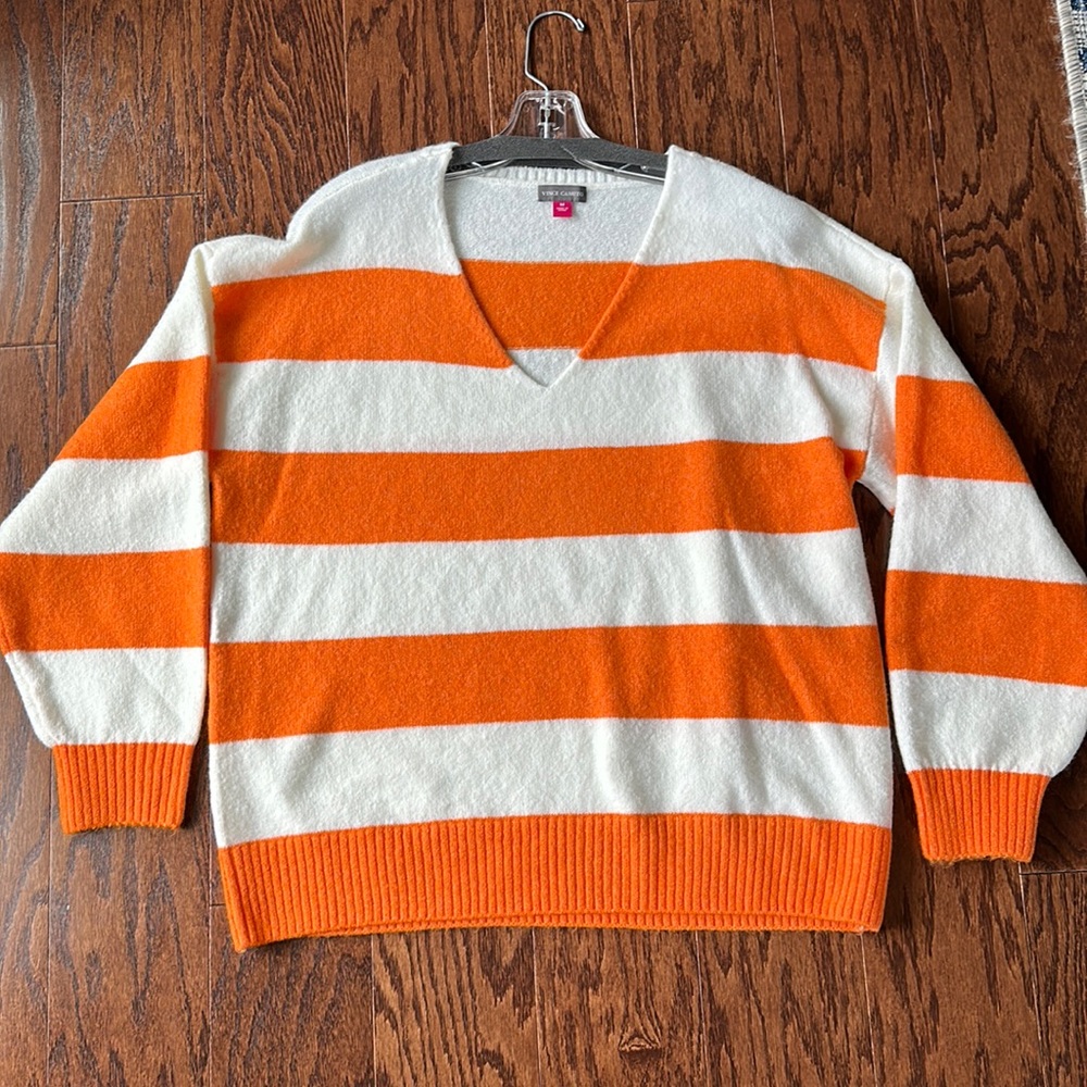 Orange & white striped sweater